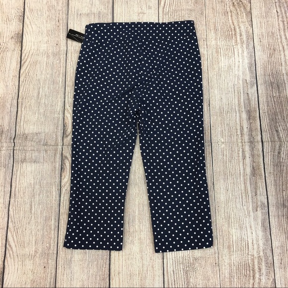 ❤️Zoe + Phoebe Navy white dots Capris Pull On med - Picture 2 of 4